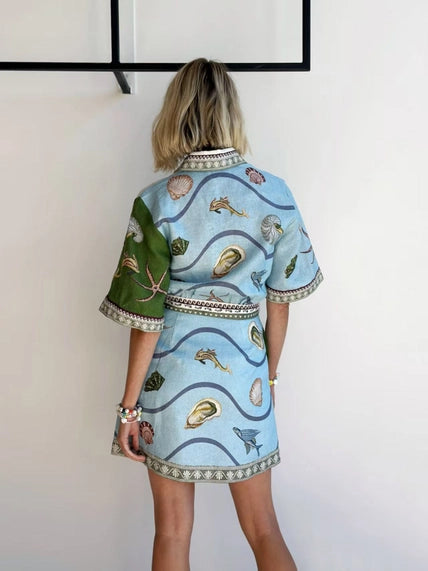 Linen Shirt Dress with Open Front