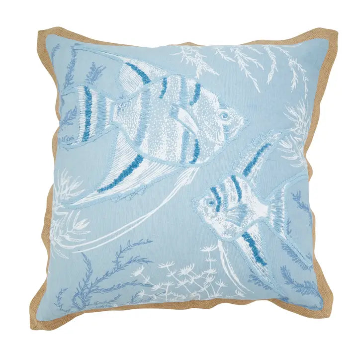 Seaside Splash Fish Throw Pillow