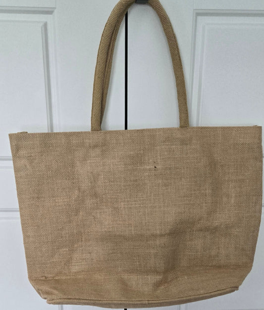 Burlap Pineapple Bling Beach Tote Bag