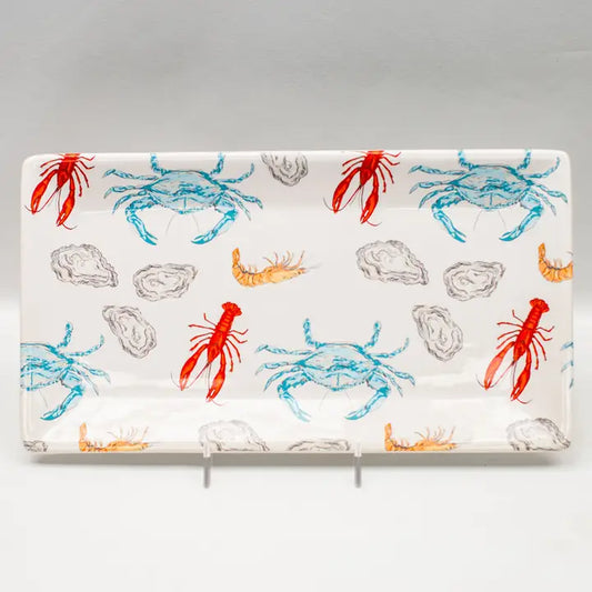 Coastal Seafood Rectangle Platter White/Multi 12x6.5