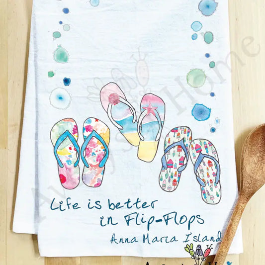 Life Is Better...Flip-Flops Funny Customizable Tea Towel