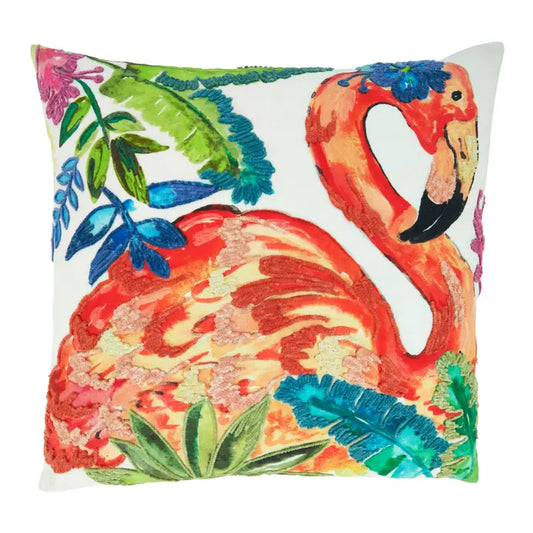Throw Pillow with Flamingo Design