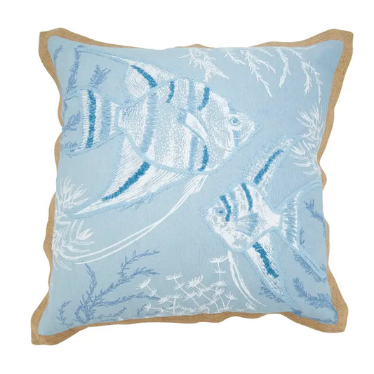 Seaside Splash Fish Throw Pillow
